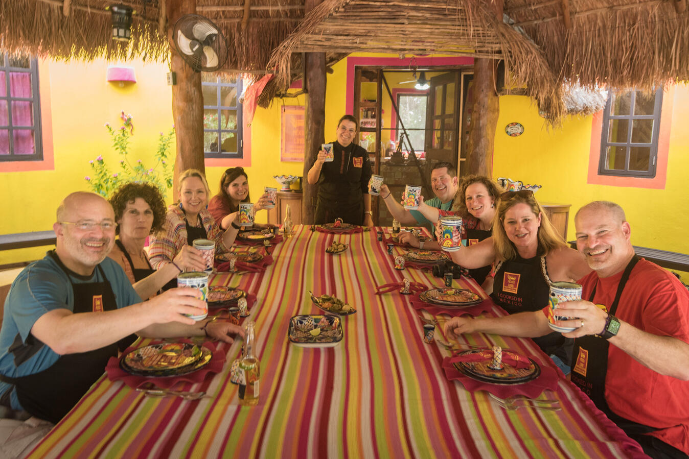 enjoyin feast after cooking class